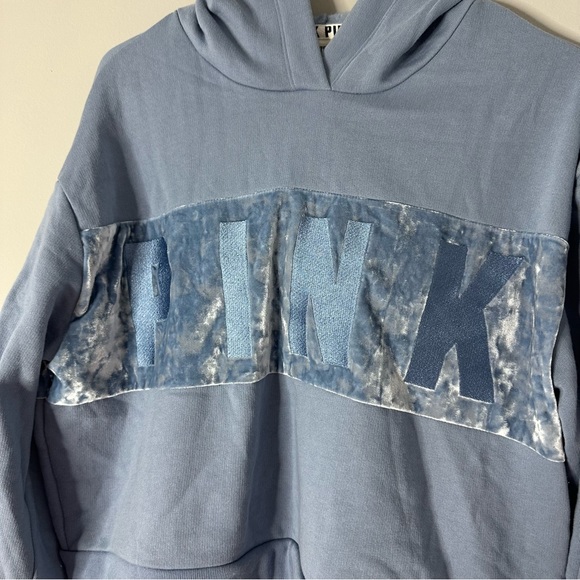PINK Cropped Velvet Hoodie - Picture 2 of 5